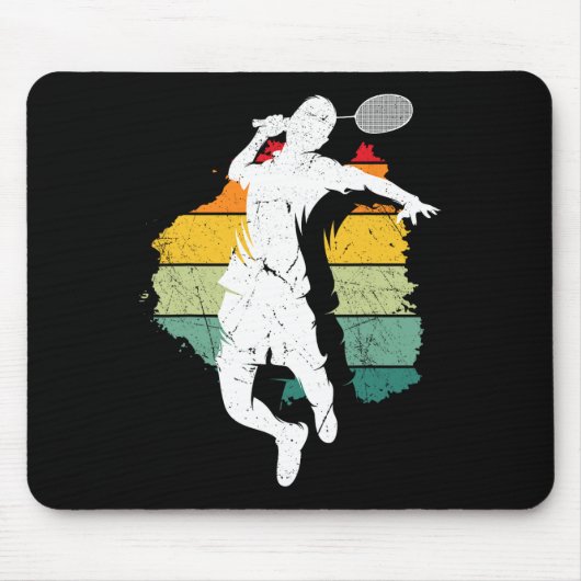 Badmintonspeler Retro Badminton Team Shuttle Play Muismat (Voorkant)