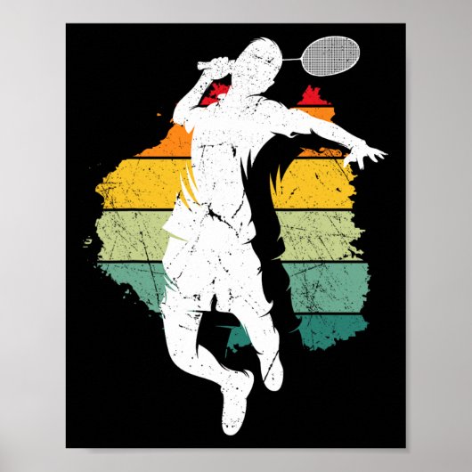 Badmintonspeler Retro Badminton Team Shuttle Play Poster (Voorkant)