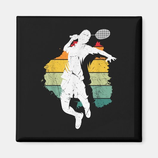 Badmintonspeler Retro Badmintonteam Shuttle Play Magneet (Voorkant)