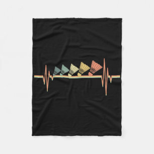 Badmintonspeler Retro Heartbeat - Badminton Sport Fleece Deken