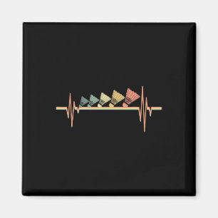Badmintonspeler Retro Heartbeat - Badminton Sport Magneet