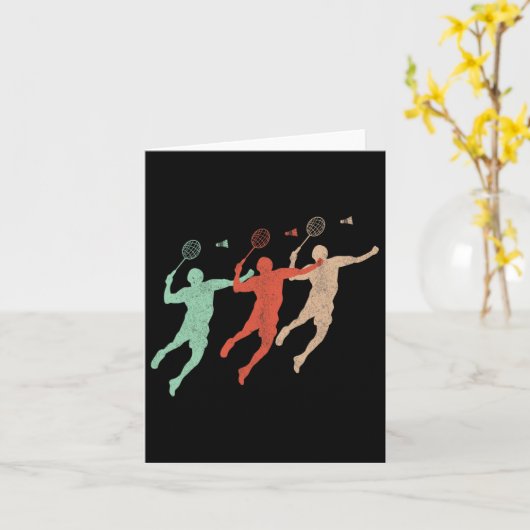 Badmintonspeler Retro Smash Shuttle  Badmi Kaart (Gele Bloem)