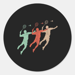 Badmintonspeler Retro Smash Shuttle  Badmi Ronde Sticker