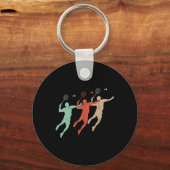 Badmintonspeler Retro Smash Shuttle Badmi Sleutelhanger (Voorkant)