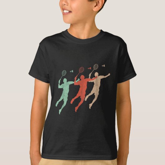 Badmintonspeler Retro Smash Shuttle Vintage Badmi T-shirt (Voorkant)