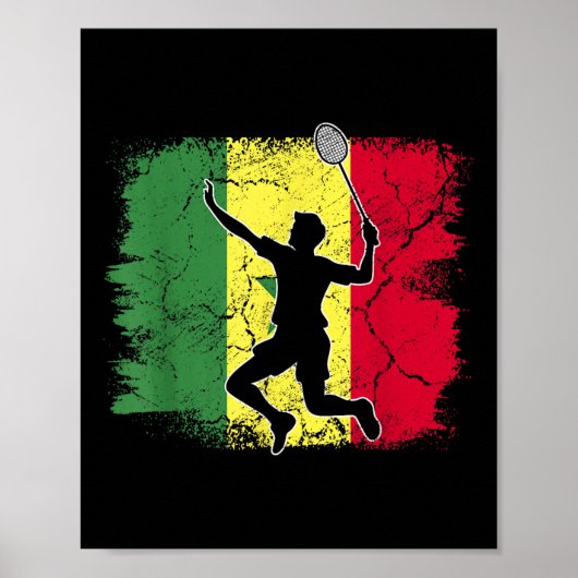 Badmintonspeler Senegalese vlag Senegal Poster (Voorkant)