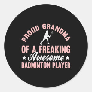 Badmintonspeler Shuttle Grandma Ronde Sticker