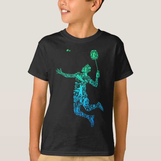 Badmintonspeler Shuttle Jongens Mannen Jeugd T-shirt (Voorkant)