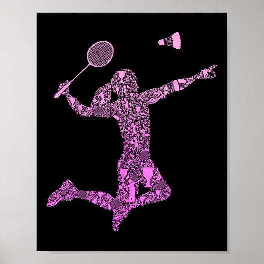 Badmintonspeler Shuttle Meisjes Vrouwen  Poster (Voorkant)