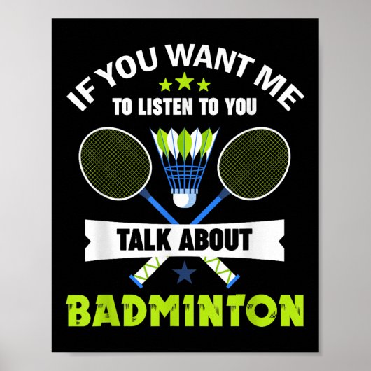 Badmintonspeler Shuttle Praat Over Badminton Poster (Voorkant)