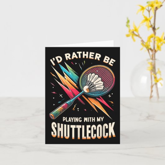 Badmintonspeler Shuttle Racket Badmintoner Kaart (Gele Bloem)