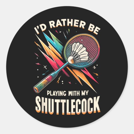 Badmintonspeler Shuttle Racket Badmintoner Ronde Sticker (Voorkant)