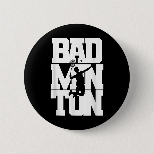 Badmintonspeler Smashing Shuttle Birdie Badminton Ronde Button 5,7 Cm (Voorkant)