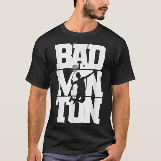 Badmintonspeler Smashing Shuttle Birdie Badminton T-shirt (Voorkant)