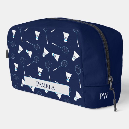 Badmintonspeler sportpatroon monogram toilettasje (Rechterhoek)