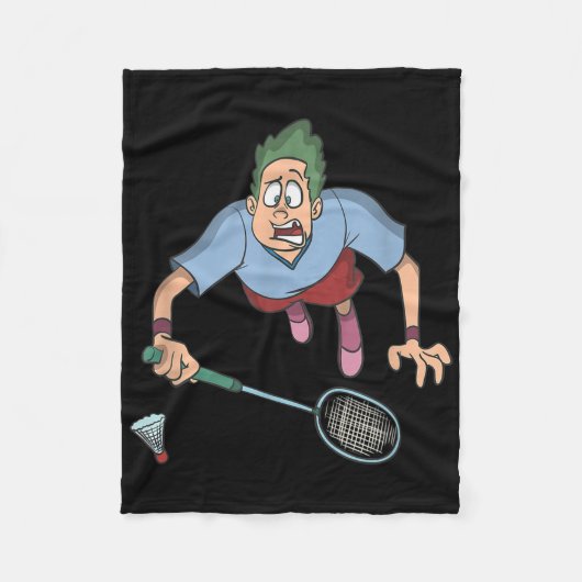 Badmintonspeler springend fleece deken (Voorkant)