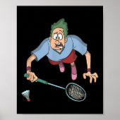 Badmintonspeler springend poster (Voorkant)