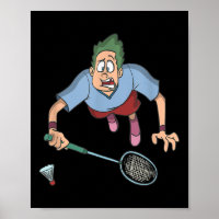 Badmintonspeler springend