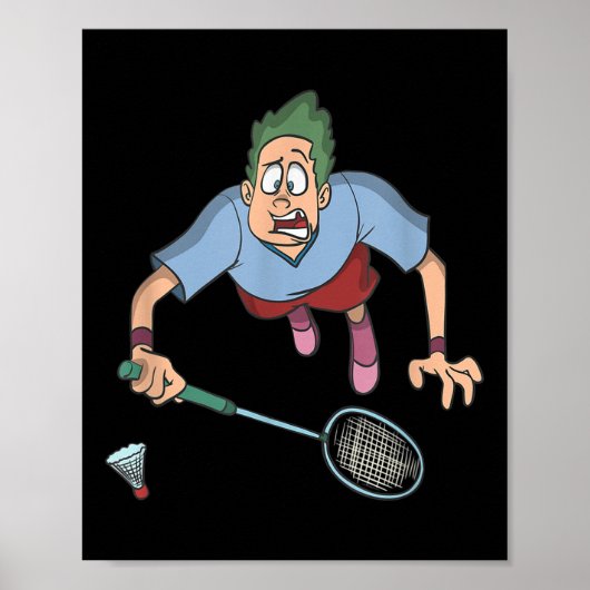 Badmintonspeler springend poster (Voorkant)
