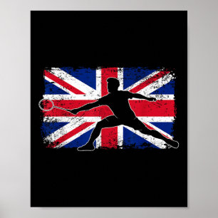 Badmintonspeler Union Jack Groot-Brittannië Uk Bri Poster