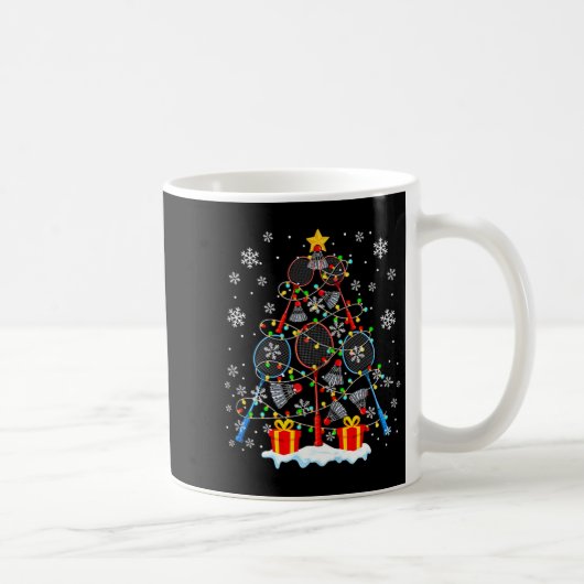 Badmintonuitrusting Als Kleurrijke Kerstboom Pla Koffiemok (Rechts)