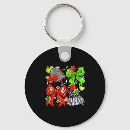 Badmintonuitrusting Kerst Speler Team Kleurig Sleutelhanger (Voorkant)