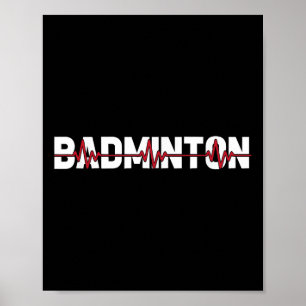 Badmintonveld Racket - Racquet Shuttle Ekg Hart Poster
