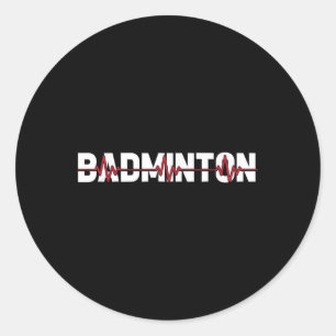 Badmintonveld Racket - Racquet Shuttle Ekg Hart Ronde Sticker