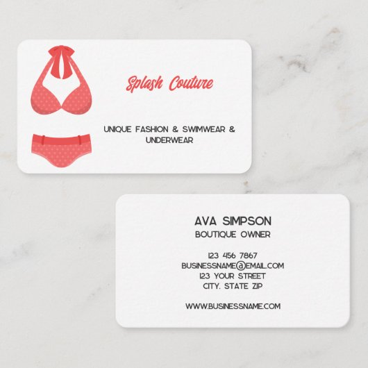 Badmode badpak visitekaartje (Voorkant / Achterkant)