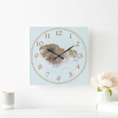 Badmoment Pekingese Duo Vierkante Klok (Huis)