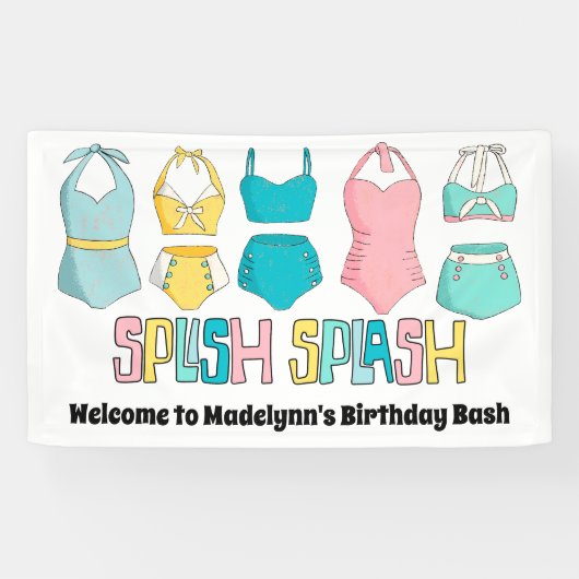 badpakken Zwempakken Zwembad Party Spandoek (Horizontaal)