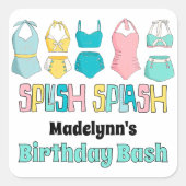  badpakken Zwempakken Zwembad Party Vierkante Sticker (Voorkant)
