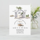 badpalmboom boho strand bruiloft kaart (Staand voorkant)