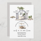  badpalmboom boho strand bruiloft kaart (Voorkant / Achterkant)