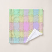 Badset multikleur pastelkleur geruit bad handdoek (Wasdoekje)