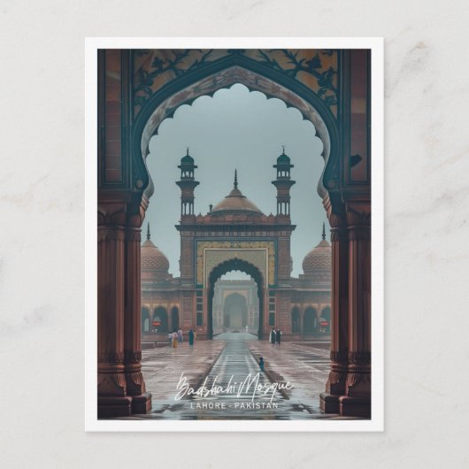 Badshahi Moskee in Lahore Kunst reis beroemde plaa Briefkaart (Voorkant)