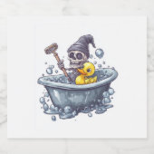 Badtijd Botten - Schattigee Funny Skull in Tub Sparkling Wijnetiket (Enkel label)