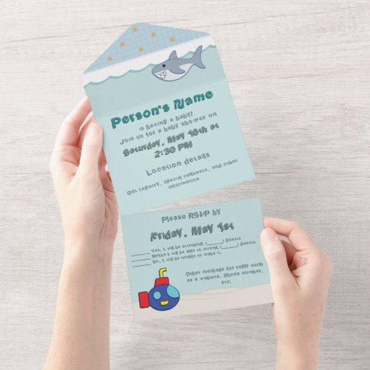 Badtijd Fancy All-in-One uitnodiging (Afscheurbaar)