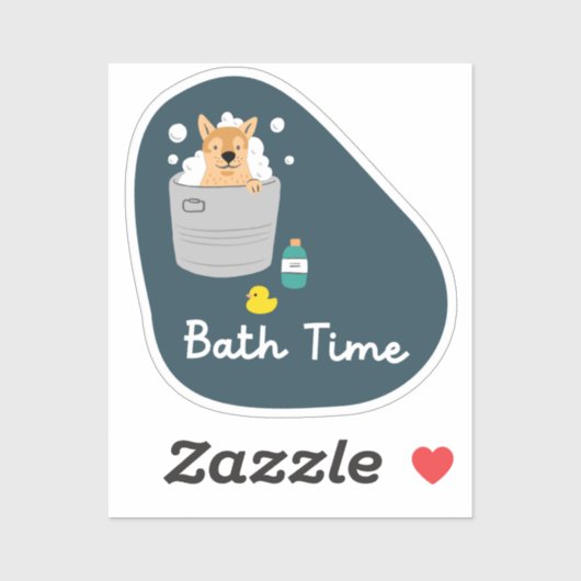 "Badtijd" hondenverzorging herinnering marine en a Sticker (Vel)