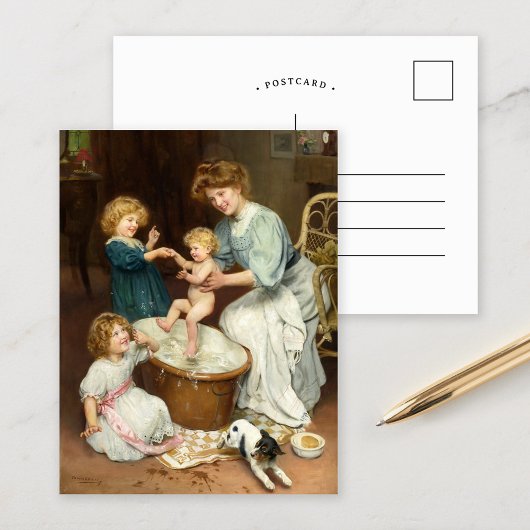 Badtijd in baby | Arthur John Elsley Briefkaart