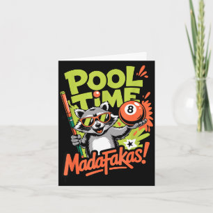 Badtijd mafkezen grappige wasbeer biljartspeler kaart