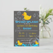 Badtijd Rubber Ducky verjaardag uitnodiging (Staand voorkant)