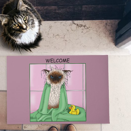 Badtijd Siamese kat Deurmat