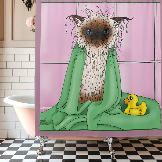 Badtijd Siamese kat Douchegordijn