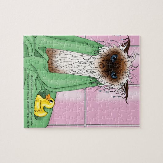 Badtijd Siamese kat Legpuzzel (Horizontaal)