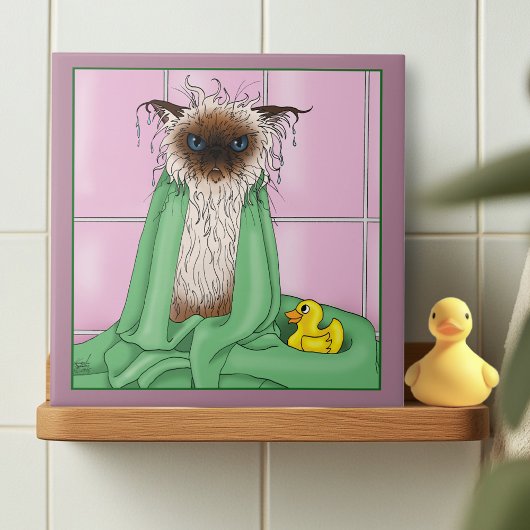 Badtijd Siamese kat Tegeltje