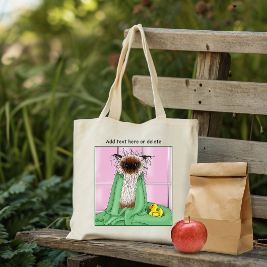 Badtijd Siamese kat Tote Bag