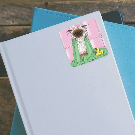 Badtijd Siamese kat Vierkante Sticker