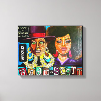 "Badu vs Scott" van Valencia Goodwin Canvas Afdruk