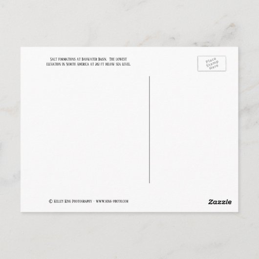 Badwater Basin, Death Valley, Californië Briefkaart (Achterkant)